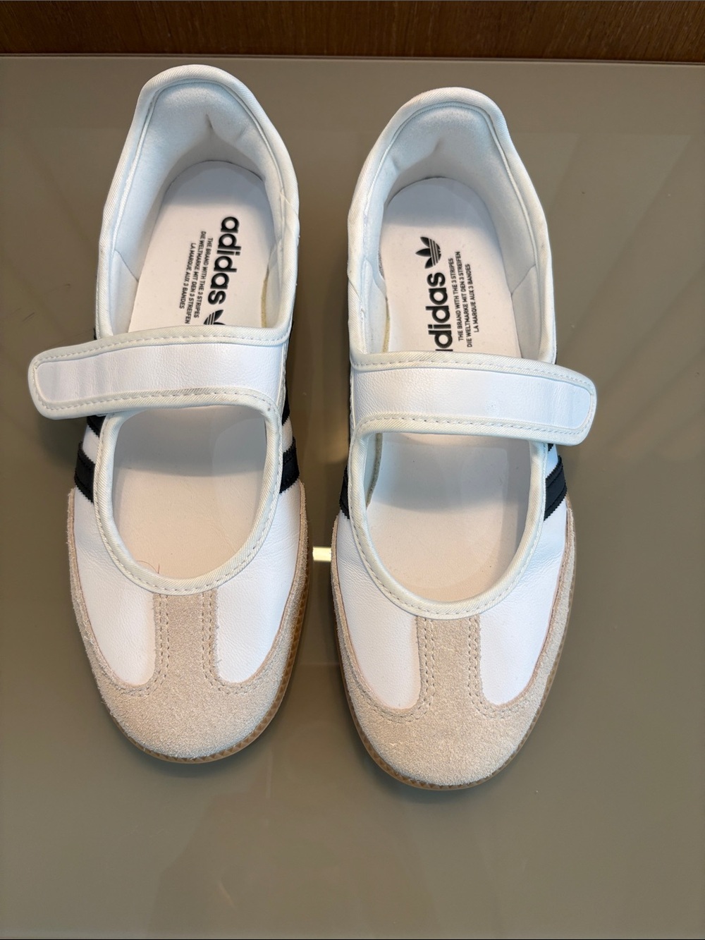 adidas White Mary Jane Sneakers with Stripes